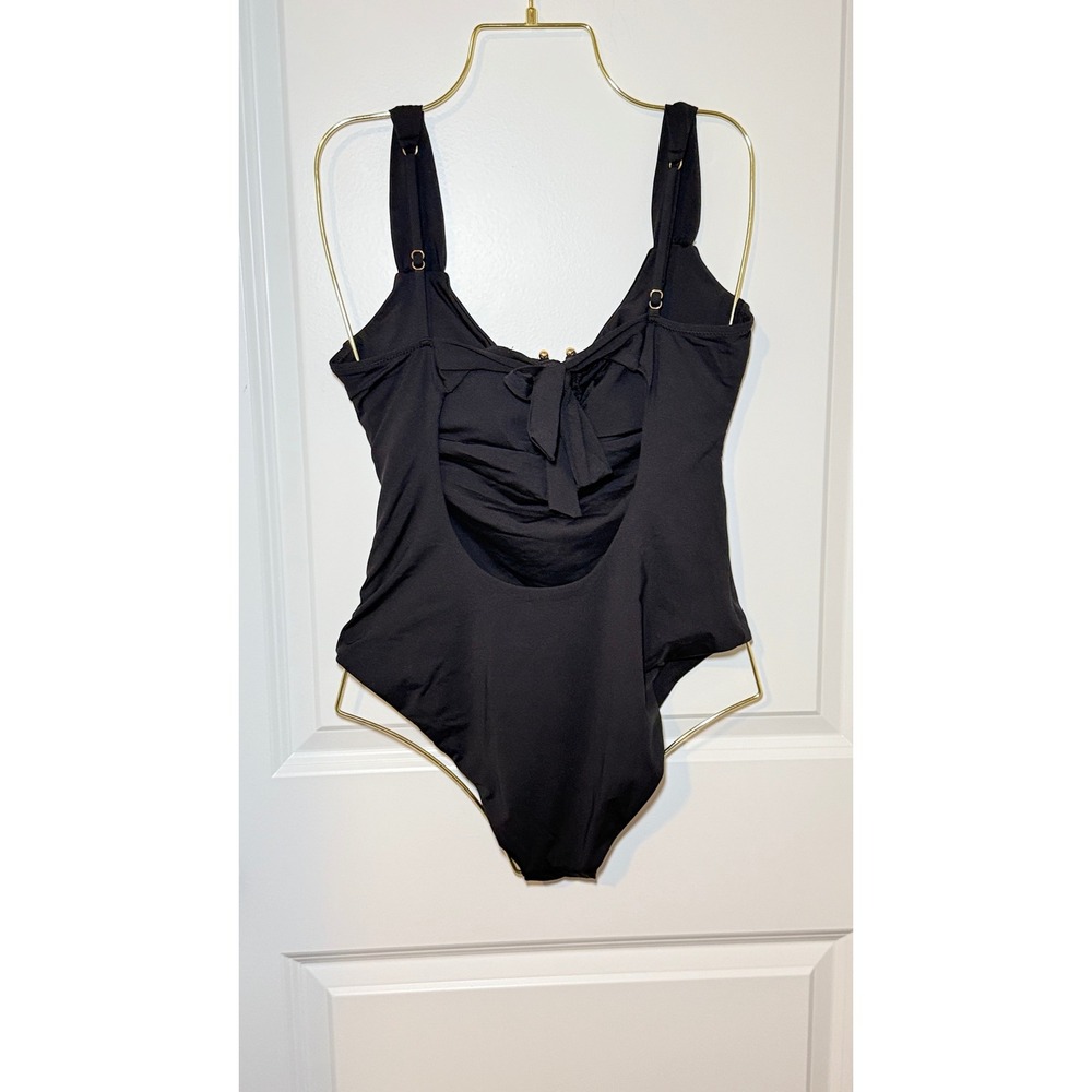 Becca Rebecca Virtue Black One Piece Swimsuit Cut Out Back Large - Picture 4 of 6